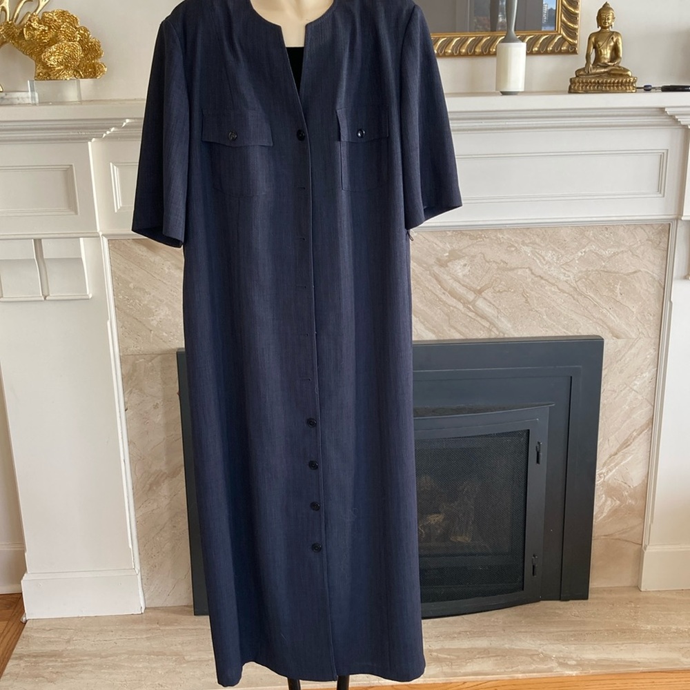 NWT Navy Buttondown Dress W Pockets Lined